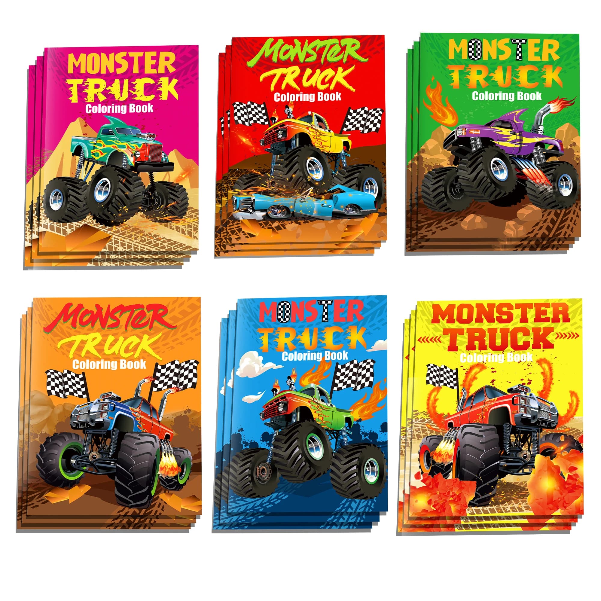 12pcs Cartoon Monster Truck Game Graffiti Drawing Painting Books DIY Coloring Picture Book Birthday Party Gifts