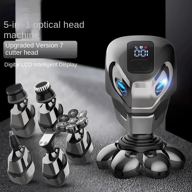 5 IN 1 7D men rechargeable bald head electric shaver 7 cutter floating beard ear haircut man brush for facial cleaning