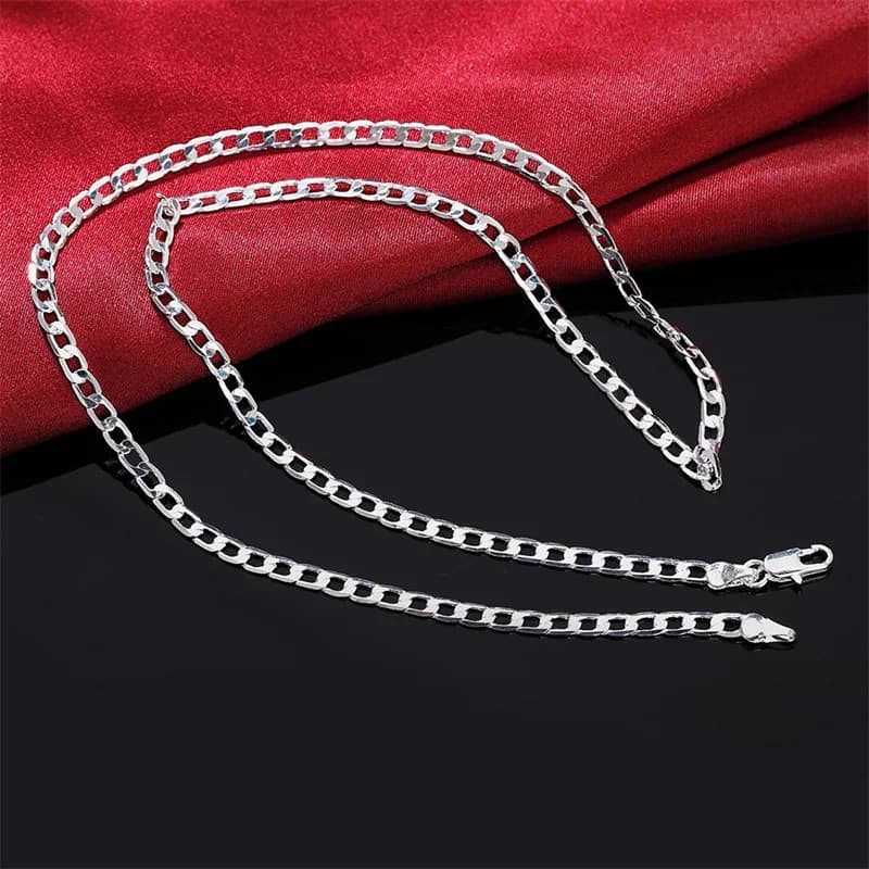 Collana da uomo in argento sterling 925, catena a maglie da 2/4/6/8/10/12 mm, 40-75 cm, con chiusura a moschettone, gioielli di fidanzamento per uomo e donna