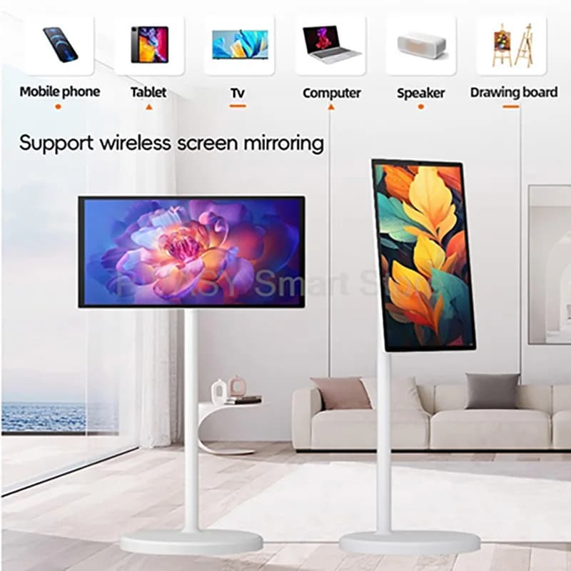 21.5 24 Inch Smart TV Touch Screen Mobile Support Battery for Fitness Home Office Audio wireless casting with floor support