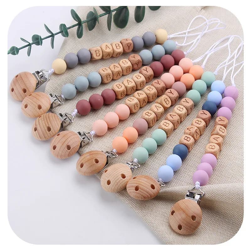 Nuovi clip per ciuccio per bambini Nome personalizzato Massaggiagengive Giocattoli Porta capezzoli fittizi Catena per clip Accessori per neonati Regali per neonati personalizzati