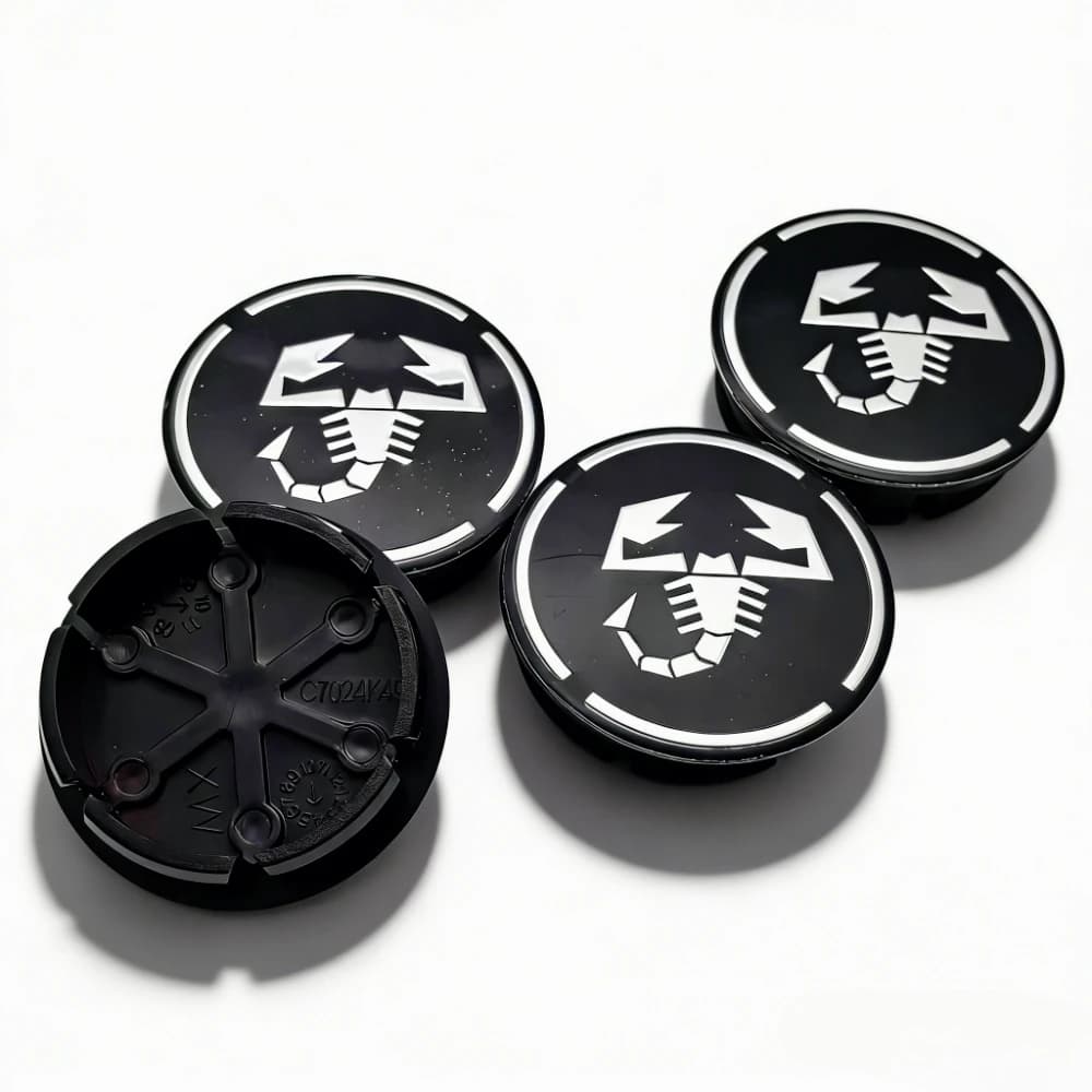 4 Pezzi Coprimozzo con Logo Scorpione, Emblema per Auto, 48MM con Clip, 42MM per Cerchioni, Copertura Antipolvere, Accessori Sostitutivi