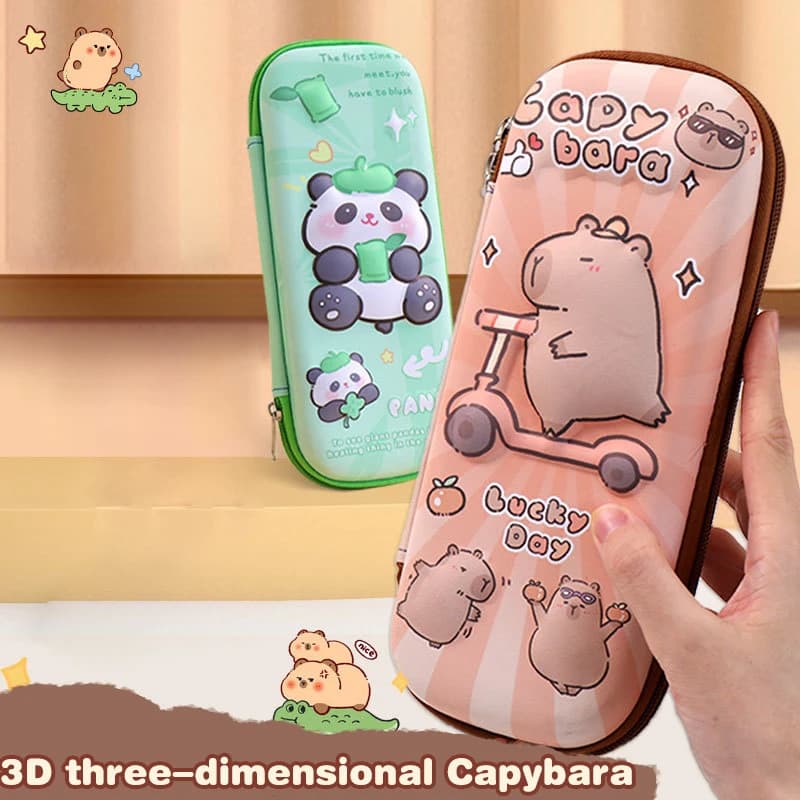 Astuccio per matite 3D Capybara, resistente alle cadute, impermeabile, per studenti, forniture scolastiche, astuccio multifunzionale di grande capacità, per cancelleria