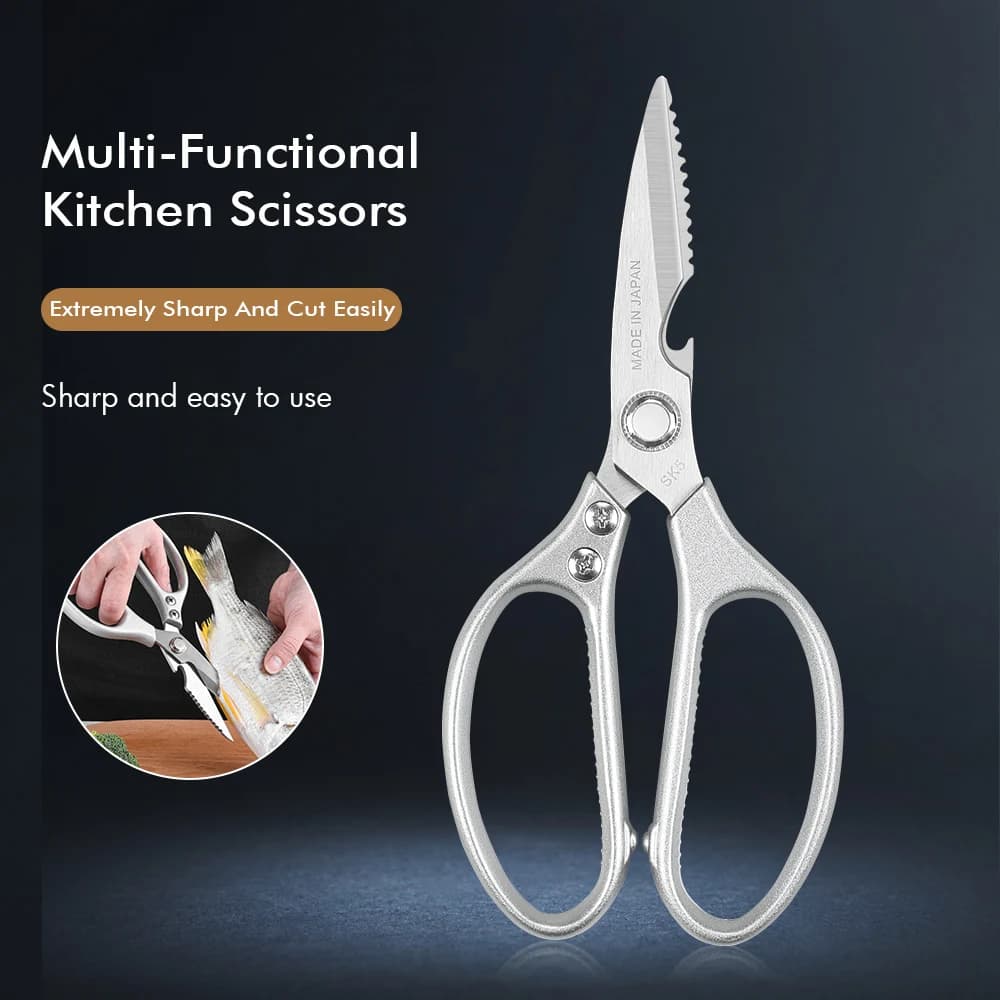 Forbici da cucina professionali in acciaio inossidabile da 8,5 pollici con manico in lega di alluminio - Perfette per tagliare ossa di pollo, carne, pesce