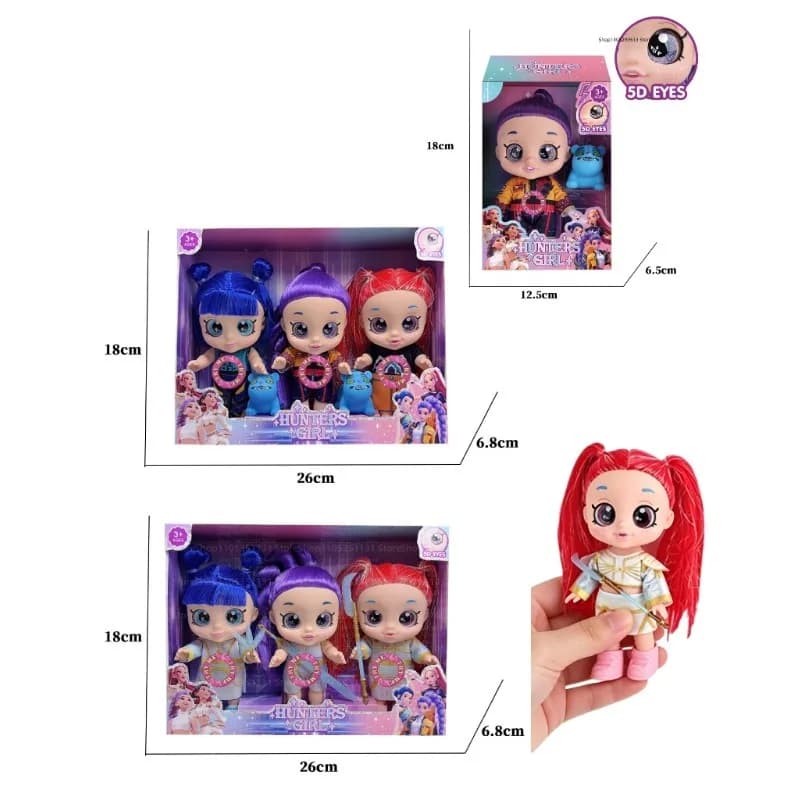 18CM Explosions K-POP Hunting Girls With Music Vinyl Dolls 5D Eye Joints Mini Blue Tiger Toys To Collect Children's Gifts Anime