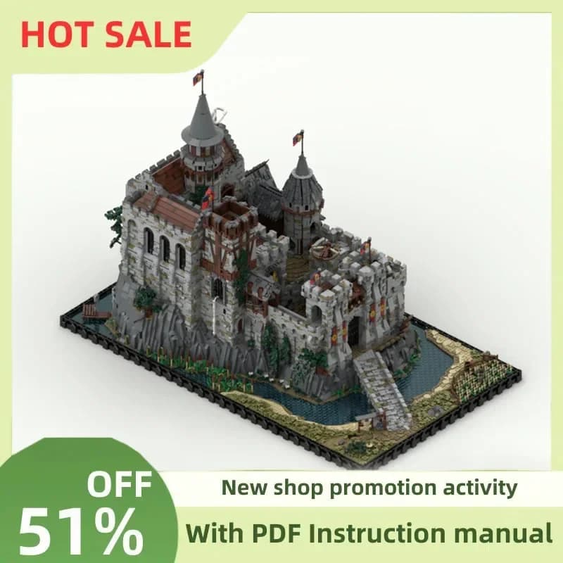 New 21090 Pz MOC-206892 European Medieval Street View Castle Model Make Your Ideas Creative Children's Toys Birthday Gifts Custom Puzzle