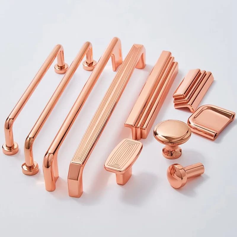 Moderna maniglia in oro rosa brillante per armadietto e cassetto mobili nordici tira maniglie Hardware manopole per porte dell'armadio di lusso leggero