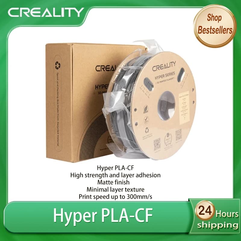 3D Creality Hyper PLA-CF 1.75mm 1kg for K1C K1 Max, Opaca Finish, Printing Speed up to 300mm/s, 3D Printing Materials