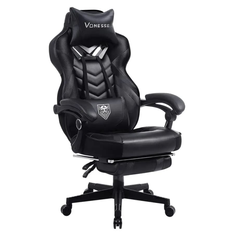 Sedia da Gaming, Poltrona da Ufficio Grande e Alta con Poggiapiedi e Massaggio, Sedie da Gaming per Adulti con Supporto Lombare, Ergonomica