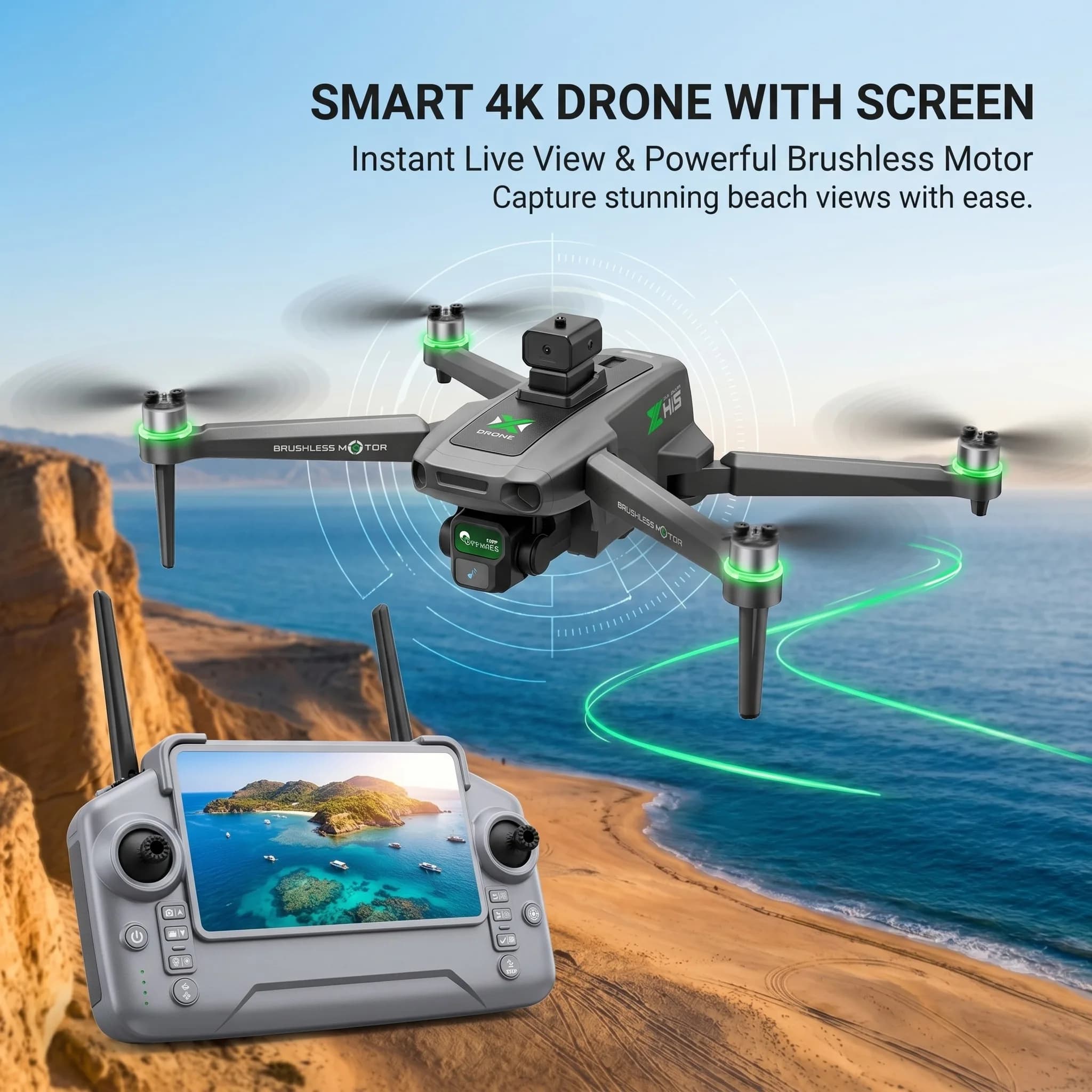 2026 New ZH8 Drone 4K Camera with Screen Brushless Motor 20Mins Flight Airdrop Foldable Quadcopter for Aerial Photography