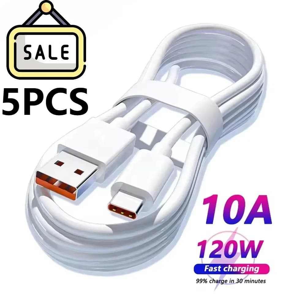 New Quick Charging Cable Premium 5PCS 6A 100W Type C in Nylon USB C for Huawei Samsung Xiaomi Redmi, Synchronized Data Cable