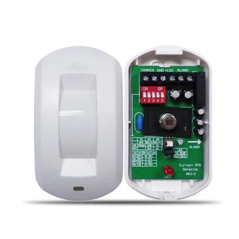 Mini tenda intelligente cablata per interni Rilevatore di movimento PIR Sensore Allarme Controllo LED per protezione di sicurezza porta finestra di casa