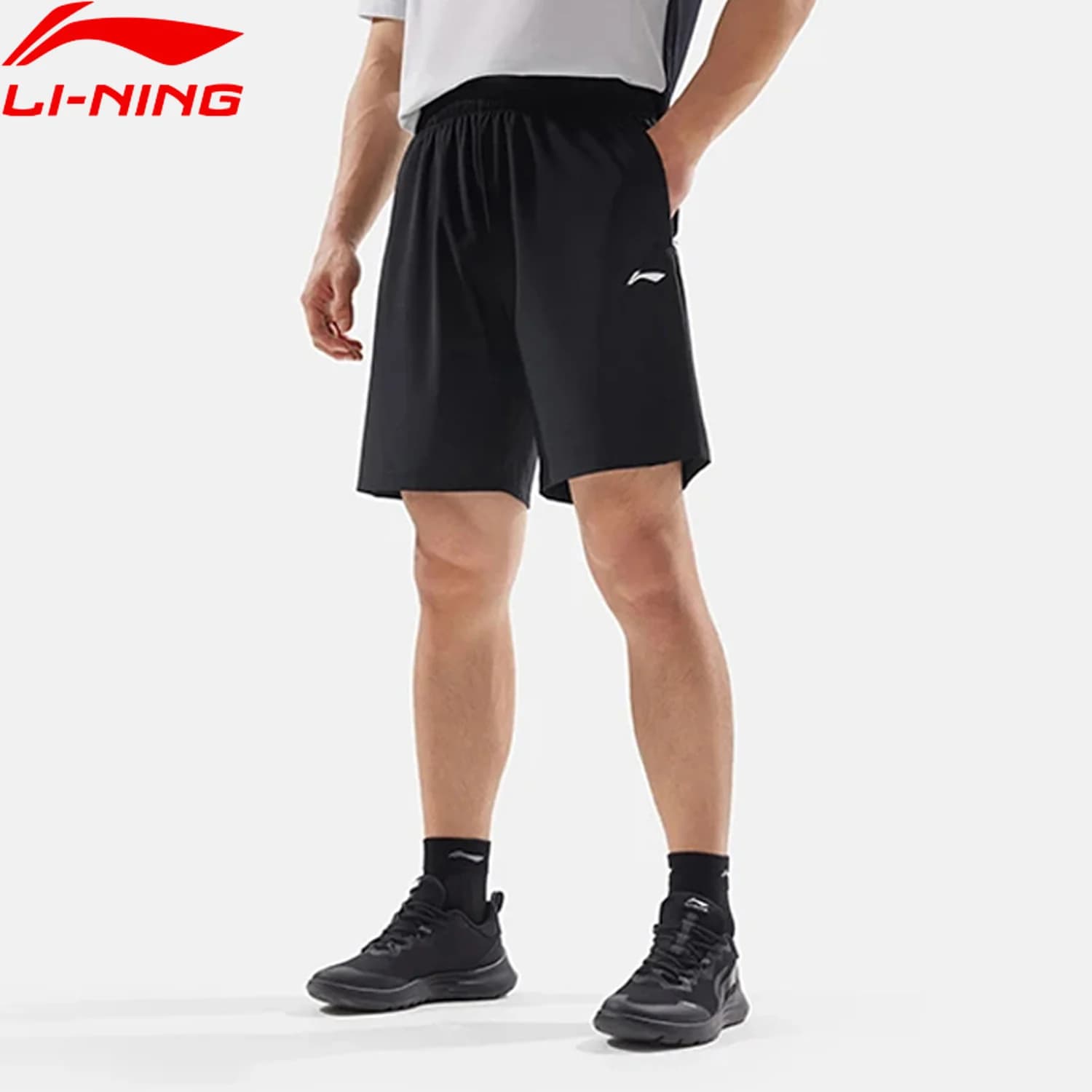 Li-Ning Pantaloncini da allenamento in maglia da uomo AT DRY FREEZE Vestibilità regolare 79% Poliammide 21% Fodera in elastan Pantaloni sportivi AKYV033