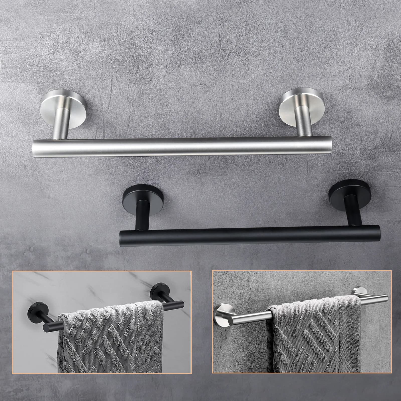 40 cm Porta asciugamani Portasciugamani Rack per montaggio a parete Portasciugamani da bagno Acciaio inossidabile 304 Mensola per asciugamani Accessori per il bagno