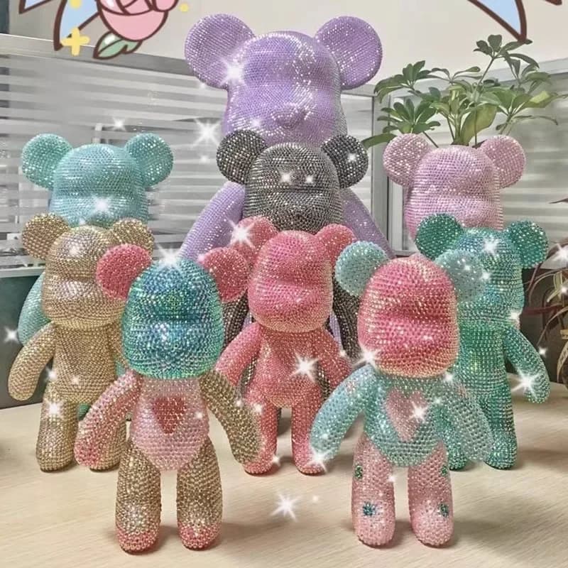 Fai da te autoadesivo orso di cristallo figura strass diamante glitter applique orso figurine bambola giocattolo decorazione accessori da scrivania