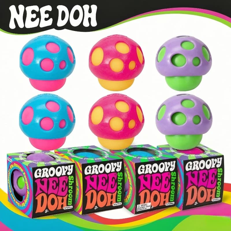 Schylling Groovy Needoh Shroom Mushroom Squishy Toy Soft Dough Squeeze Ball Sensory Fidget Toy Stress Relief Decompress