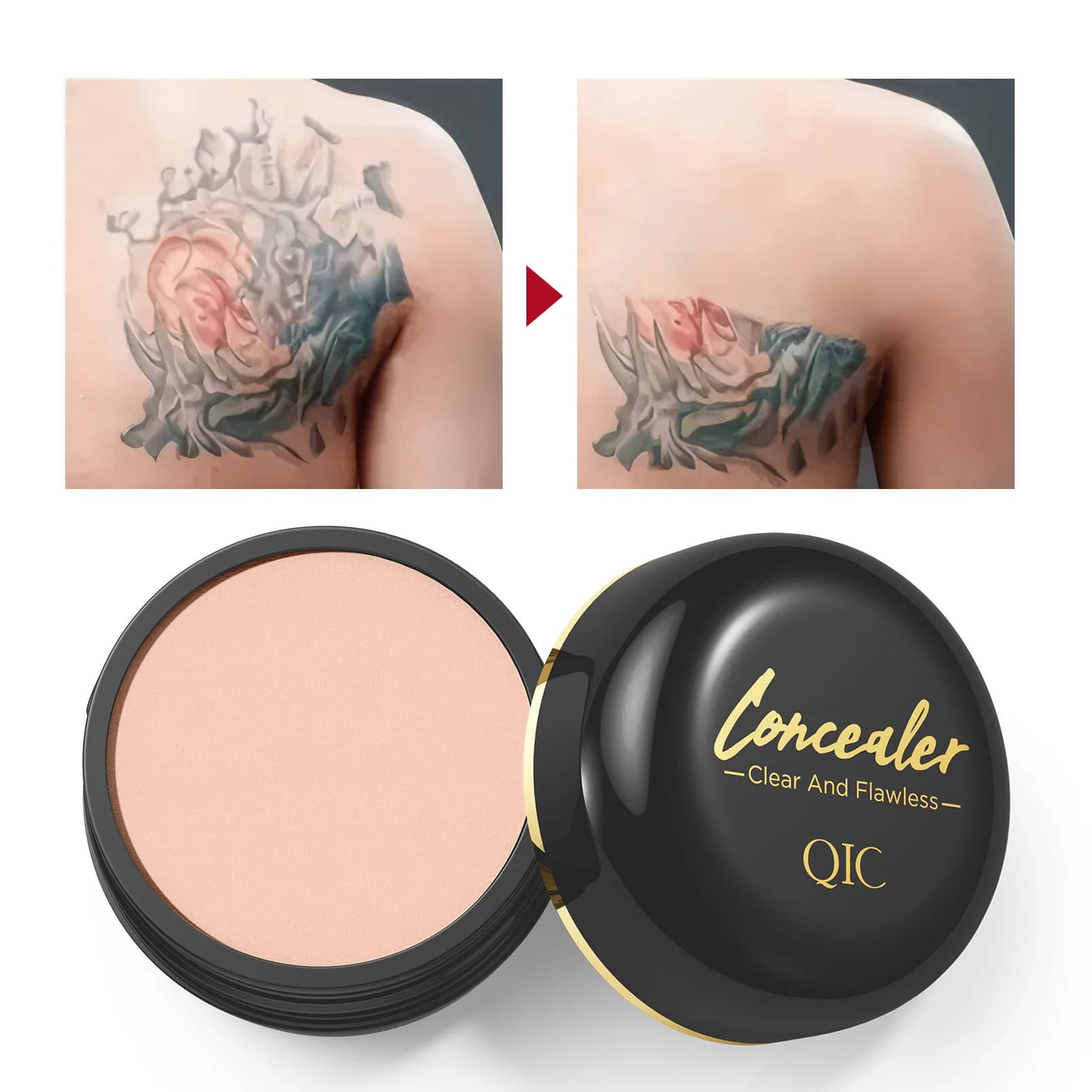 Waterproof and sweat resistant concealer cream: tattoo cover, durable foundation, natural, total cover, all skin types