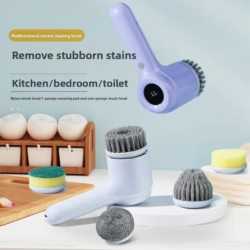 Spazzola Elettrica Senza Fili Multifunzione per Pulizia: Lavello Cucina, Cappa, WC, Scarpe - Spazzola Portatile per Pulizie Facili