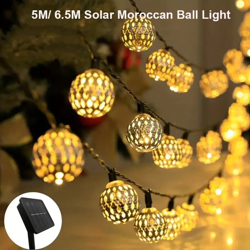 1PC 5M/6M Palla Marocchina Luci Della Stringa Solare Esterna Impermeabile 8 Modalità Fata Lampada Da Giardino Per La Decorazione Della Camera Da Letto Del Partito