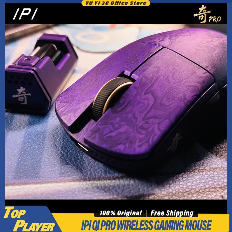 Mouse da gioco wireless IPI Qi Pro Pixart3950 Nordic52840 Soluzione di punta 8000Hz Frequenza di pollizione Guscio in fibra di carbonio 50g Leggero