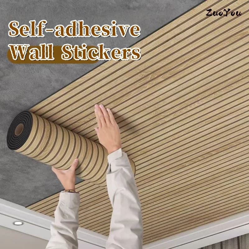 Wall sticker self-adhesive with wood veins often waterproof for home decoration Detachable and glued foam wallpaper Bedroom Living Room