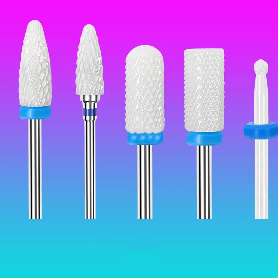 5 pz/set punte per trapano per unghie in carburo di tungsteno ceramico per trapano elettrico strumenti per manicure pedicure accessori per macchine per trapano per unghie