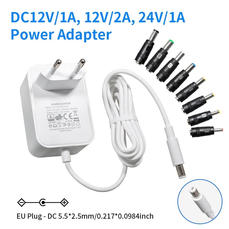 Adattatore di alimentazione universale 12V/24V 1A/2A, alimentatore switching AC DC 12W 24W 110 220V, utilizzato per router con telecamera LED, con 8 adattatori