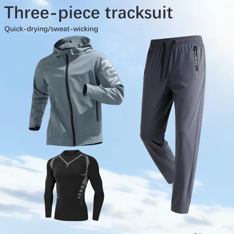 Men's fitness clothing spring autumn sports suit high elasticity racing compression clothing breathable quick drying fashionable