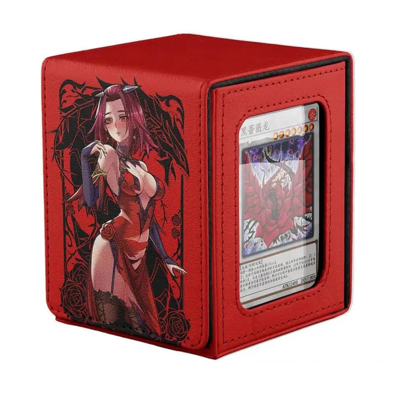 Yu-Gi-Oh! Rose Dragon Izayoi Aki The Dark Magicians Scatola di carte in pelle di grande capacità fai da te Scatola di immagazzinaggio di carte di raccolta di giochi anime