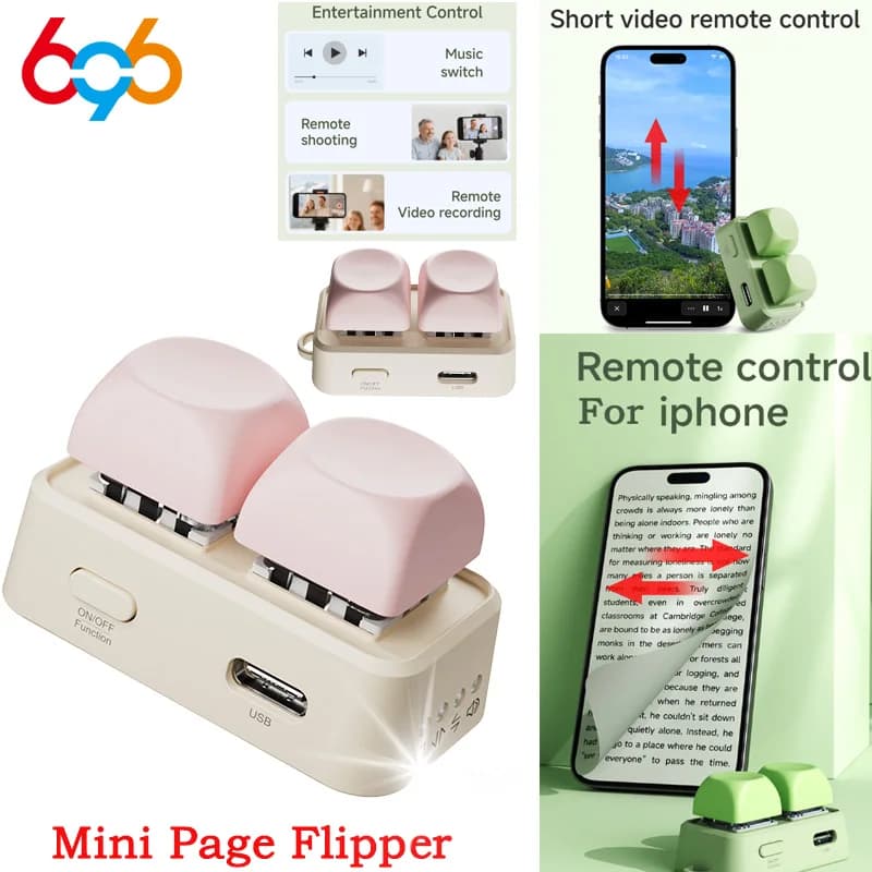 Ufficio portatile dente blu telecomando scorrere video brevi mini tastiera doppio pulsante e-book girapagina per tablet telefono cellulare