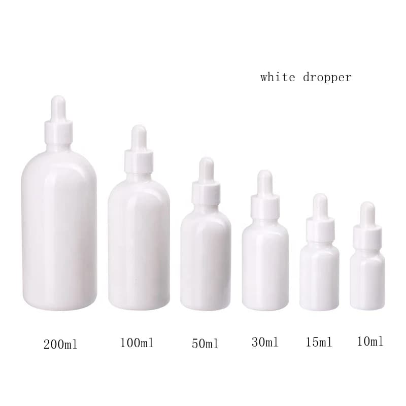 Dropper Bottles White Porcelain Glass 5-100ML Portable Empty Skin Care Eliquid Oils Vials Essential Oil Container Eyedropper