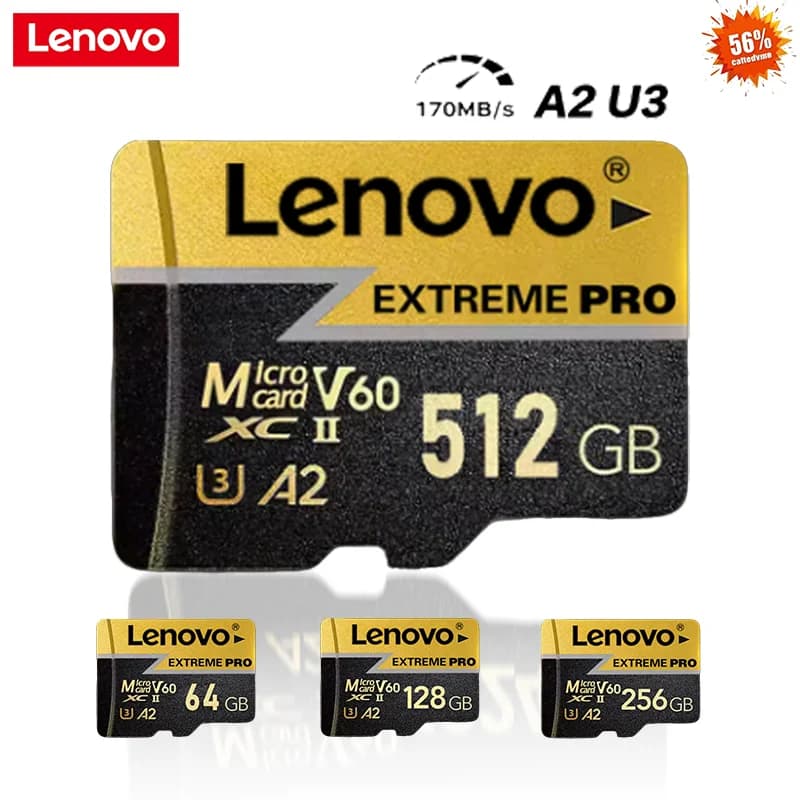 Scheda di Memoria Flash SD/TF Lenovo ad Alta Resistenza 512GB 256GB 128GB 64GB U3 4K Classe 10 per Dash Cam/Fotocamera Auto - Dropshipping