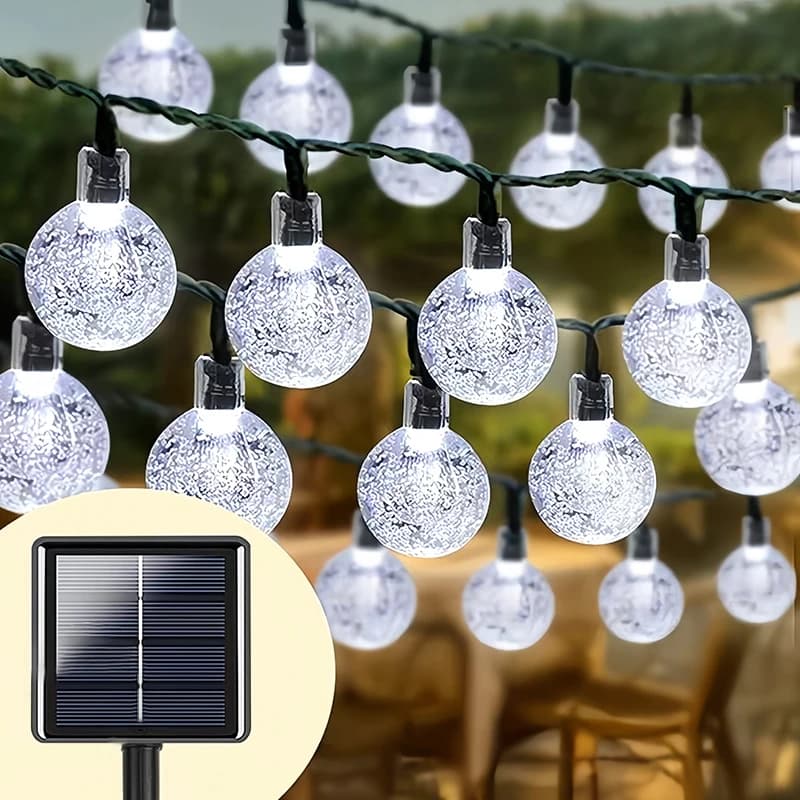 Luci fiabesche solari per esterni LED sfera di cristallo stringa di bolle luci lampeggianti decorazioni per cortile da giardino impermeabili