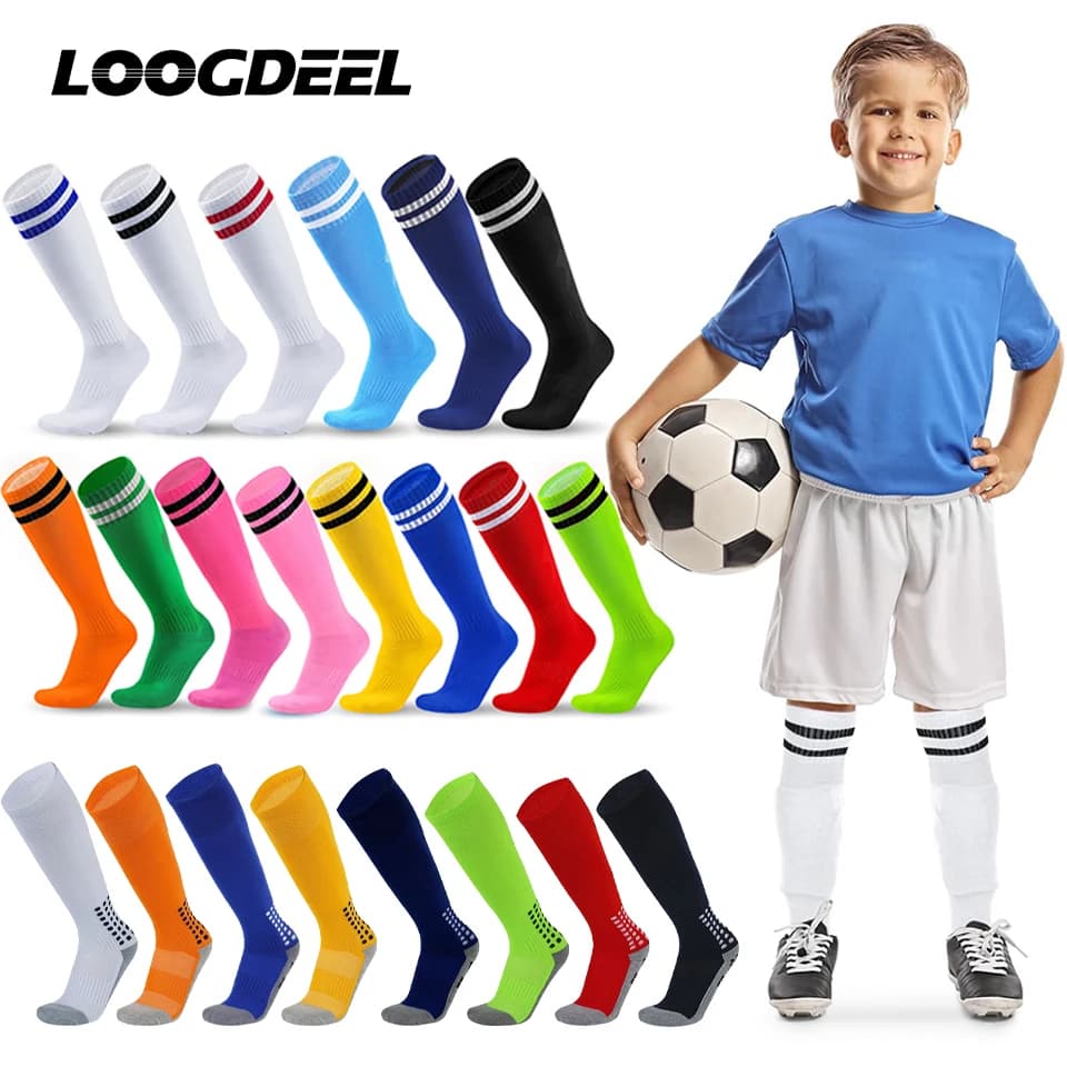 Loogdeel 1 pair 26-45 football compression sports socks for children socks elasticized knee socks for men woman teenager football sports socks