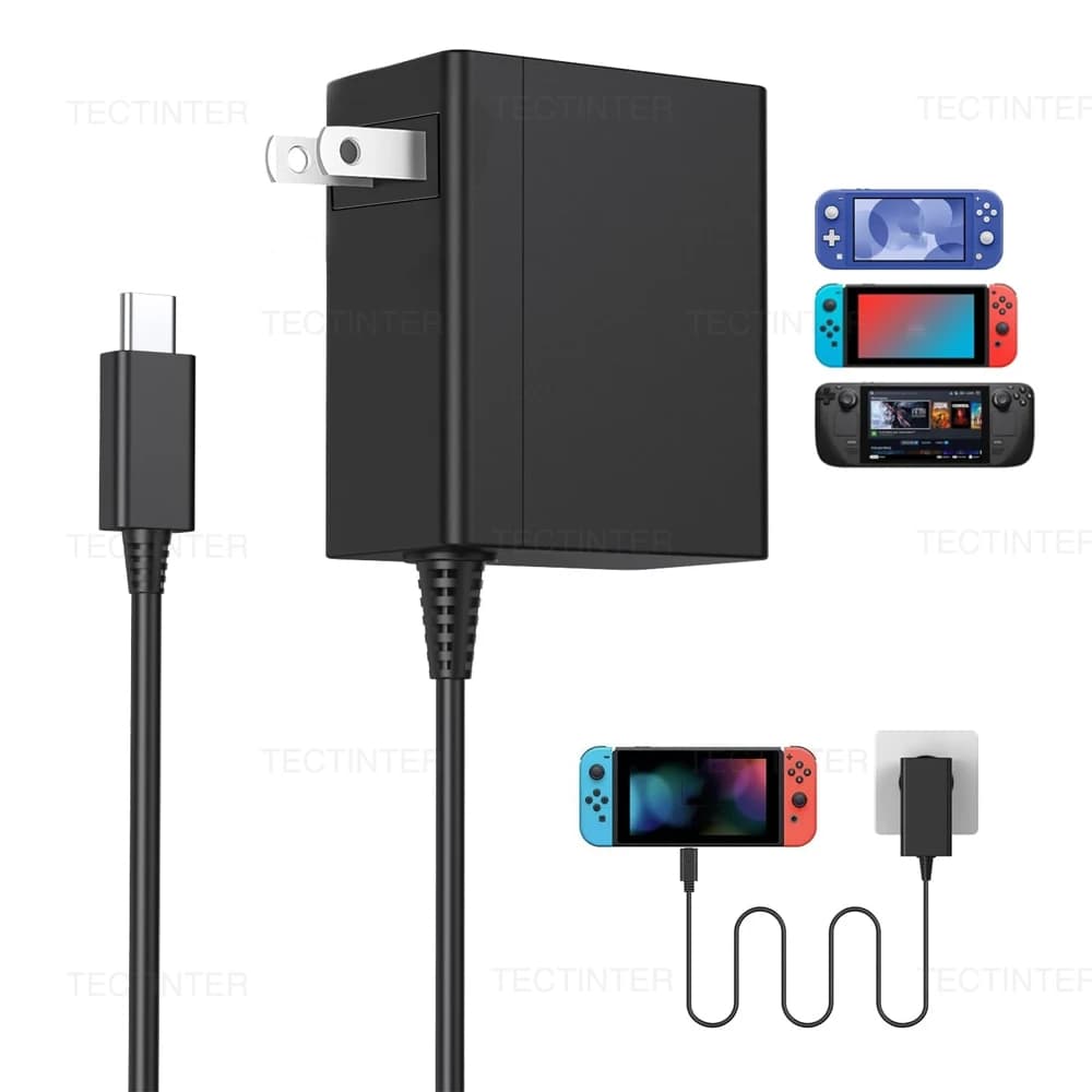Caricatore adattatore CA per Nintendo Switch / Alimentatore USB tipo C OLED Caricatore da muro con spina UE/USA per accessori Portal PS5