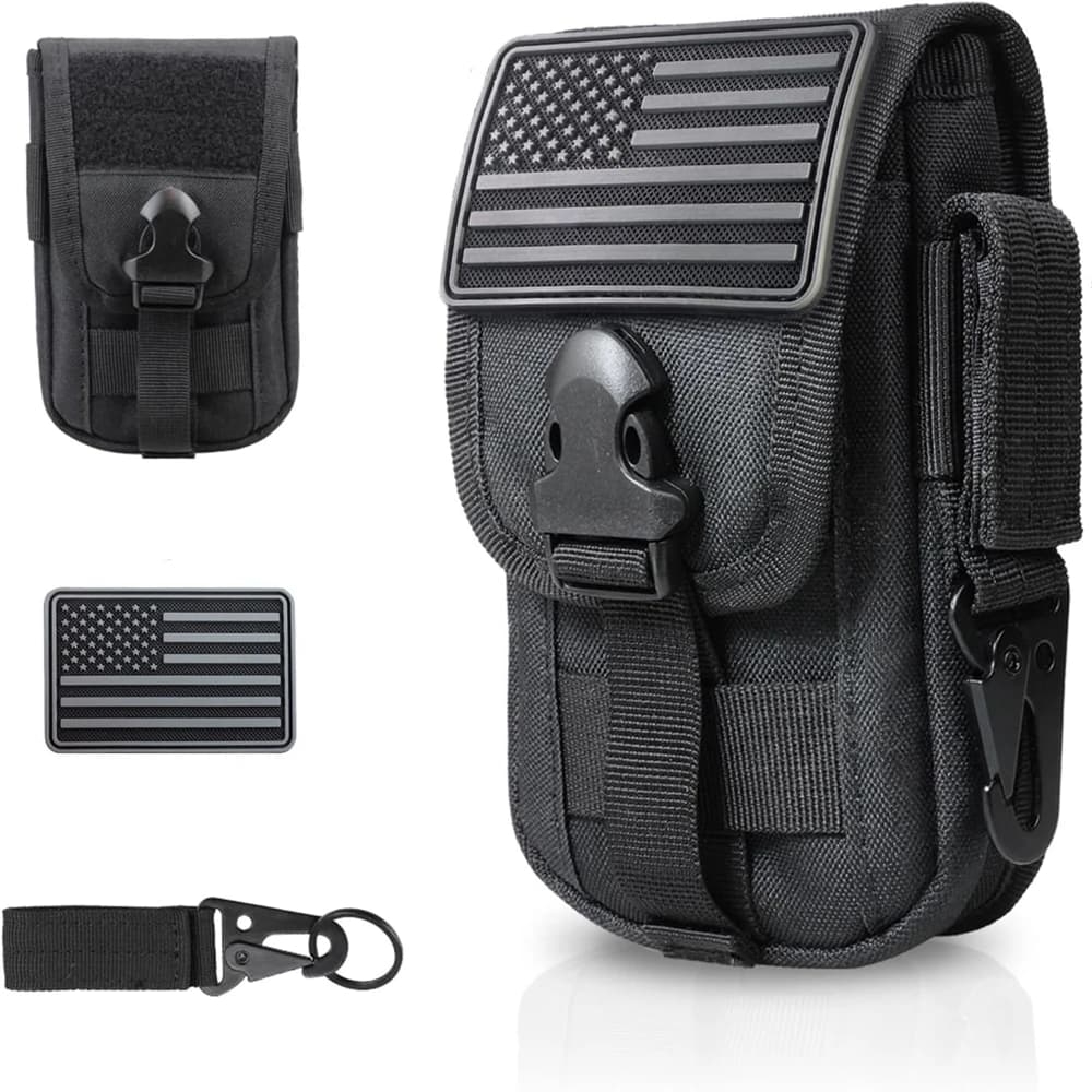 Tactical Phone Pouch Molle,Smartphone Holster Bag EDC Utility Cellphone Lock Card Holder Organizer Fit for Waist Belt Case