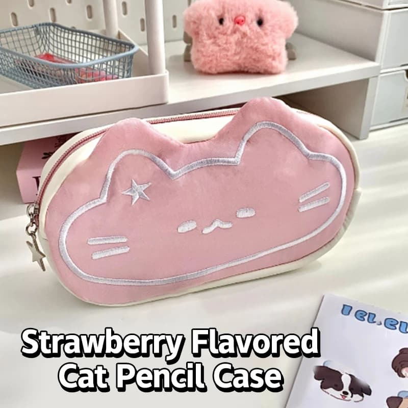 Borsa portapenne di grandi dimensioni ispirata al gattino dei cartoni animati, astuccio rosa per bambini