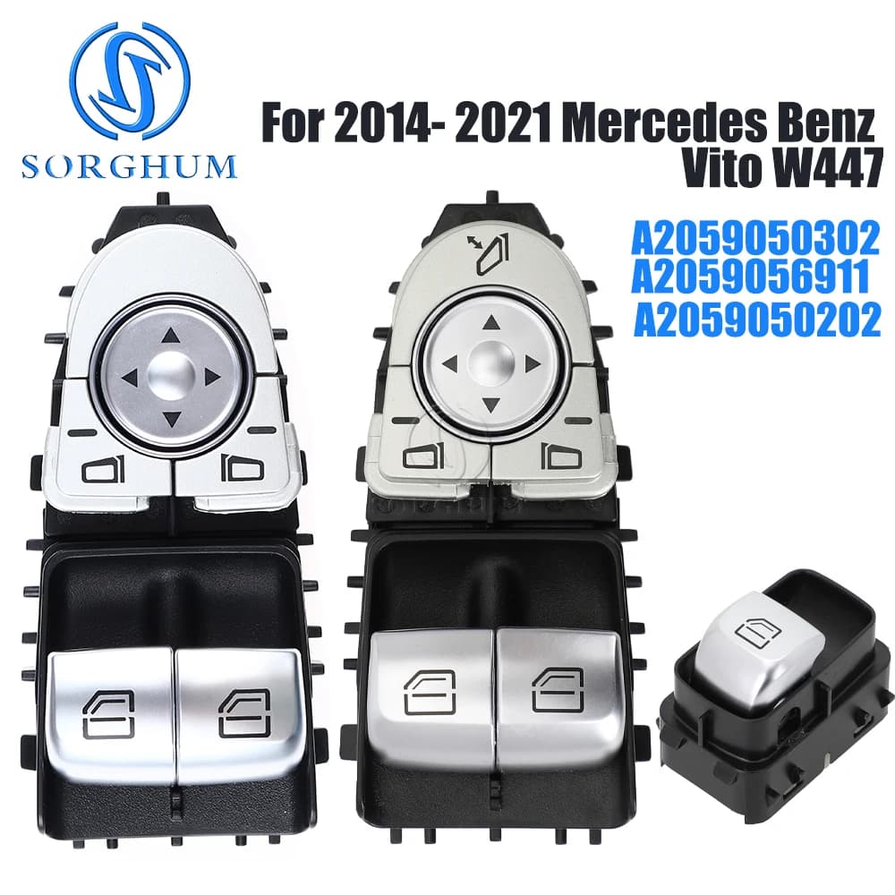 SORGHUM 2059050302 2059057011 Interruttore alzacristallo elettrico principale a 3 pin per Mercedes Benz Vito W447 A 2014-2021 2059050302 2059050202 2059056911