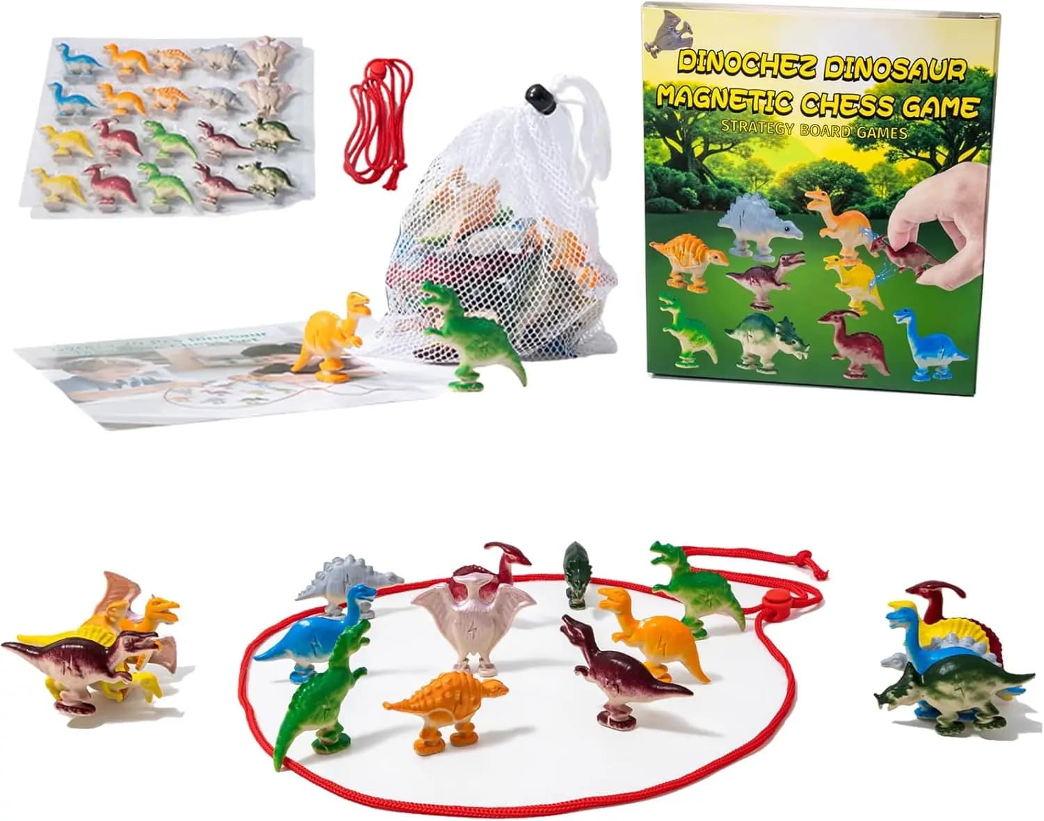 Gioco di scacchi magnetico con dinosauro da tavolo strategico con cordino per bambini e adulti, regalo per feste in famiglia, regalo per feste di Natale antistress