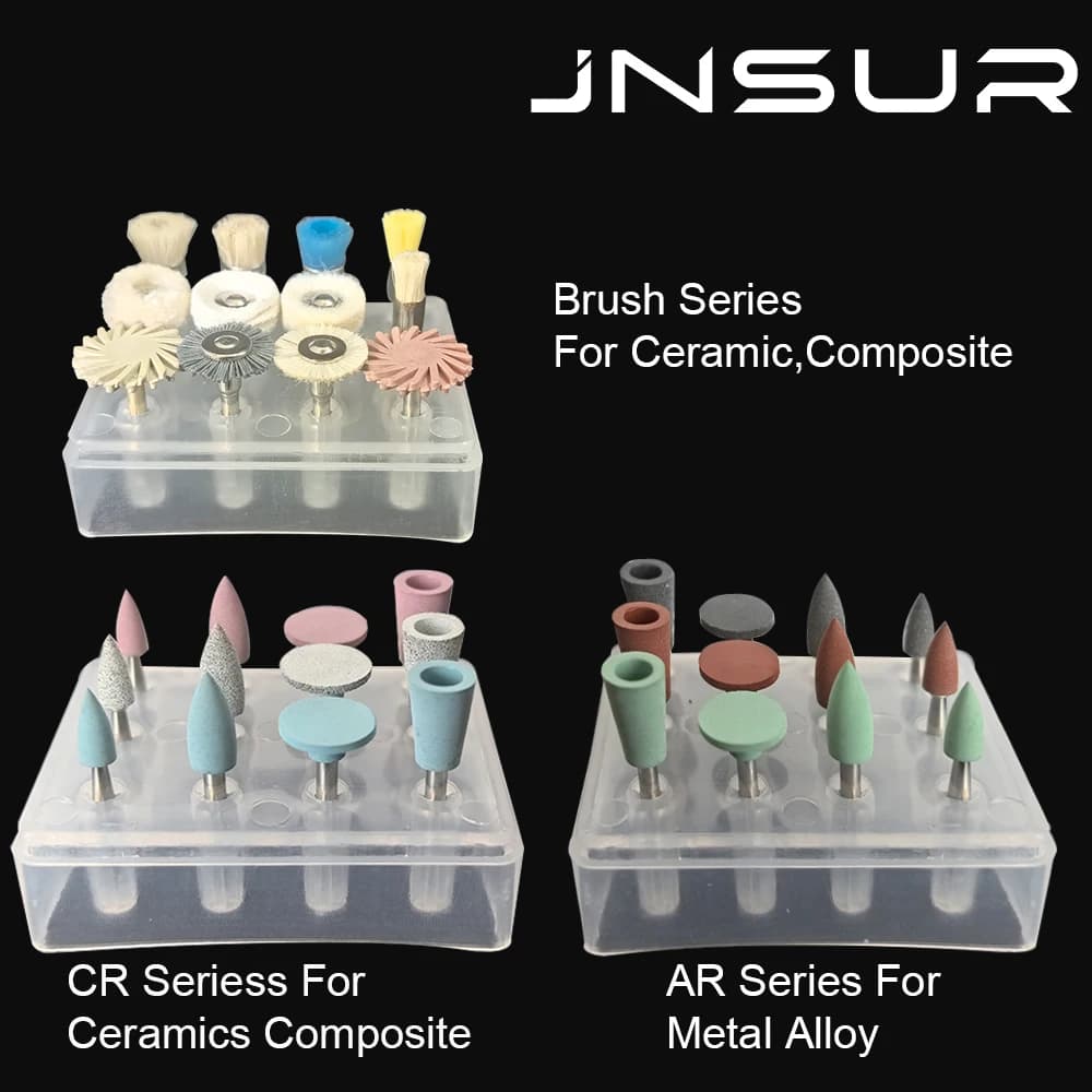 JNSUR 3 Tipi Kit Lucidatore per Dentista per Ceramica Composito Lega di Metallo Lucidatura Odontoiatria Porcellana/Denti Naturali/Lucidatura delle Unghie