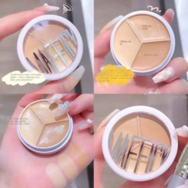 The 3-color concealer palette professionally covers the eyes around the eyes and face