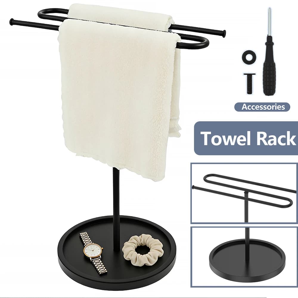 Portasciugamani da Terra in Metallo a Forma di S con Base Stabile da 7 Pollici, Porta Asciugamani da Appoggio per Bagno e Cucina