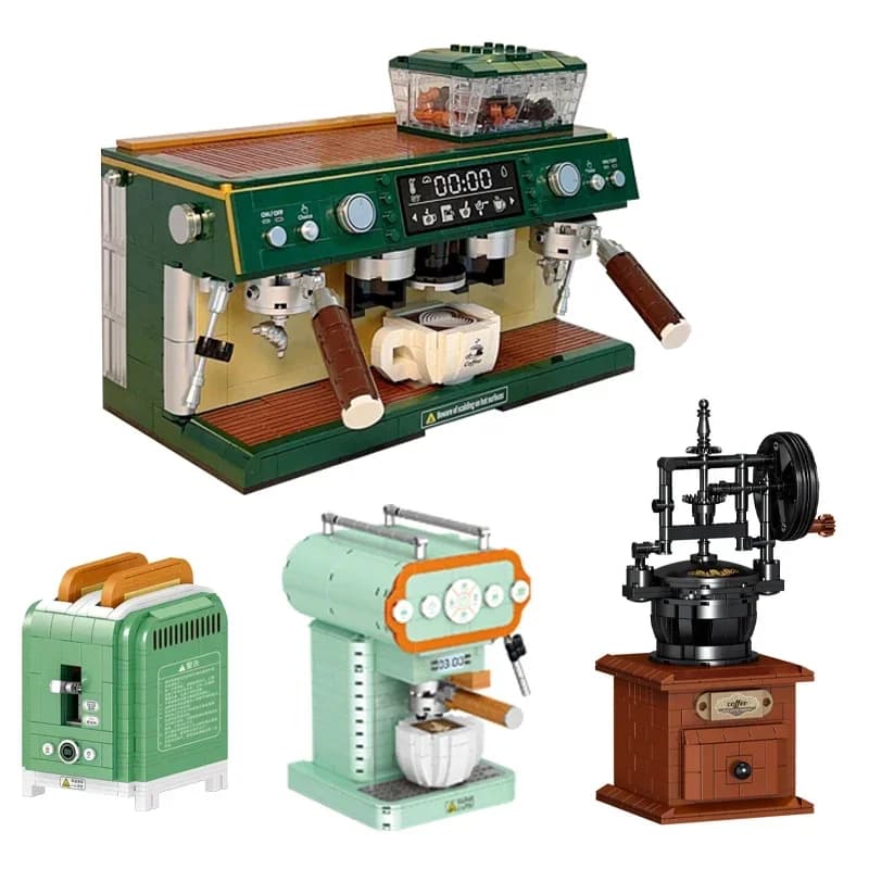 Classic Creative Coffee Machine Mini Diamond Model Building Blocks MOC Mini Coffee Machine Brick Toys for Kids Adult Gifts