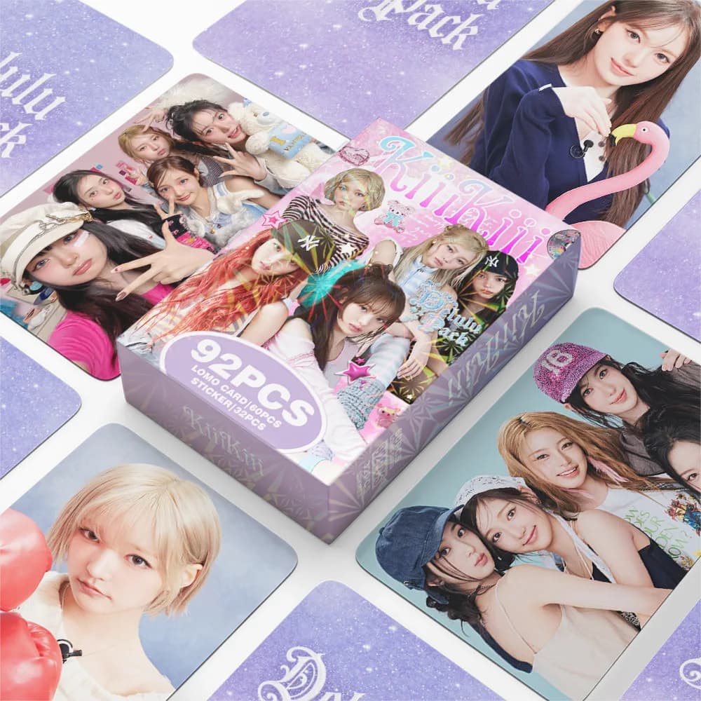 92pcs KiiiKiii Delulu Pack Photo Card Photocards Stickers Kpop Merch Lomo Cards Set Fans Collection Cards Gift
