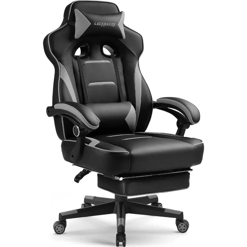 Sedia da gioco ergonomica grande e alta con poggiapiedi - Sedia da computer stile corsa con capacità di 350 libbre per uso in ufficio esecutivo