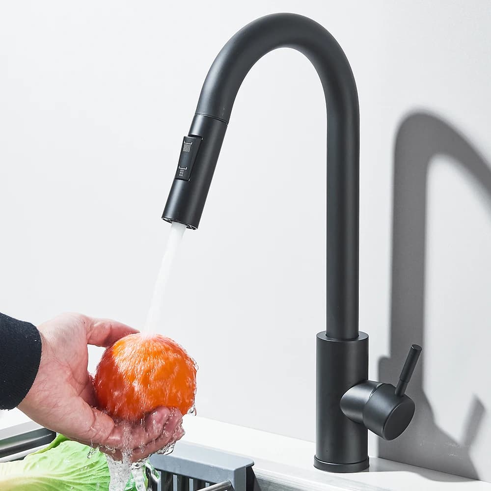 Kitchen sink faucet extractable two functions Mixer taps for hot and cold water with single handle Mounting on floor