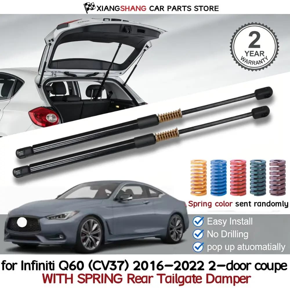2pcs Rear Auto Open With Spring Damper for Infiniti Q60 (CV37) 2016-2022 2-door coupe Trunk Boot Gas Charged Gas Struts