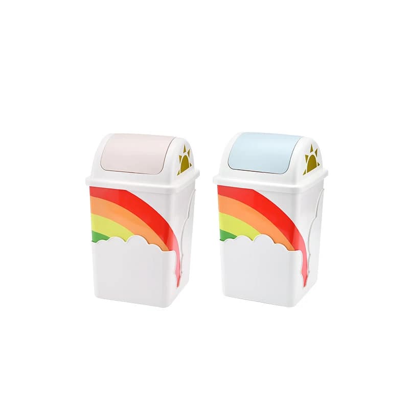 Pattumiera arcobaleno di grande capacità, bidone di plastica, contenitore per rifiuti da ufficio assortito, arredamento per la camera dei bambini, bidone dei rifiuti creativo