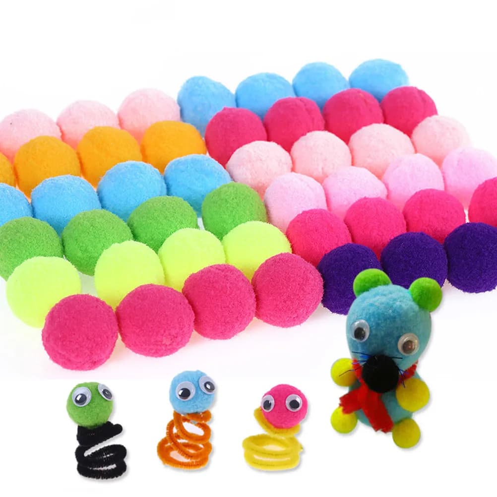100Pcs Pom Ball Craft Supply Premium DIY Material for Bags Backpacks Waist Pouches Handbags Kids Art Projects Colorful Assorted