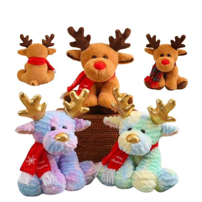 30cm Brown Color Simulated Rabbit Plush Scarf Christmas Deer Super Soft Dolls Elk Animals Fun Throw Pillow Xmas Hallowmas Gifts